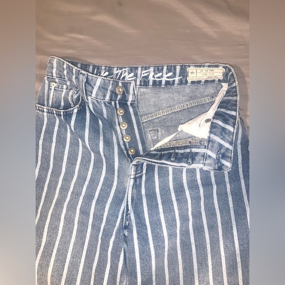 We The Free by FP Earn Your Stripes Wideleg Jeans Size 26 Blue High Rise - Picture 5 of 7
